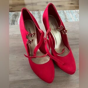 Red Suede 4” Pumps - Size 10